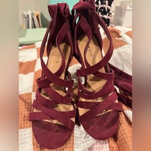 Burgundy Lace up heels